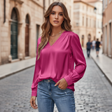Yvonne – Women Satin blouse with V-neck 8