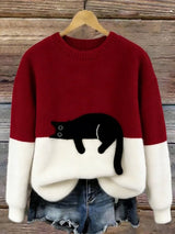 Women's Cat Print Sweater | Oversized & Cosy Fit 6