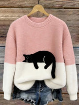 Women's Cat Print Sweater | Oversized & Cosy Fit 2