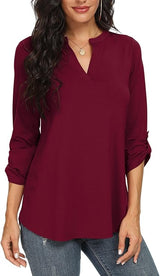 Women's V-Neck Blouse | Flowy Petal Sleeve Design