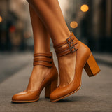 Women's Buckle Strap Block Heels | All-Day Comfort