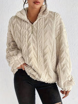 Women's Fluffy Zip Sweater | Hooded & Cozy Warm
