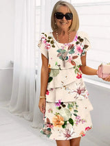 Women's Floral Pleated Dress | Ruffled Design