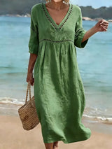 Women's V-Neck Dress | Flattering Fit with Pockets