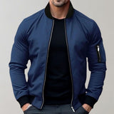Callum | Men's Slim Fit Zip-Up Bomber Jacket Ribbed Collar Sleeve Pocket