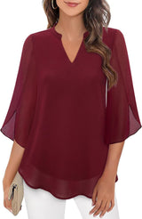Women's V-Neck Blouse | Flowy Petal Sleeve Design