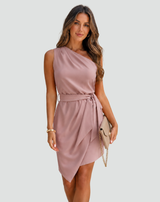 Women's One-Shoulder Dress | Asymmetric Tie-Waist Style