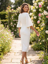 Women's Midi Dress | Flutter Sleeve Boat Neck