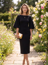 Women's Midi Dress | Flutter Sleeve Boat Neck