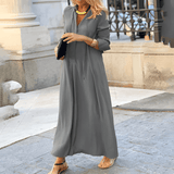 Women's V-Neck Maxi Dress | Relaxed Fit & Long Sleeve 3