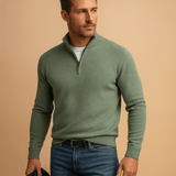 Men's Half Zip Jumper | Ribbed Funnel Neck