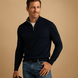 Men's Half Zip Jumper | Ribbed Funnel Neck