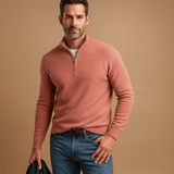 Men's Half Zip Jumper | Ribbed Funnel Neck