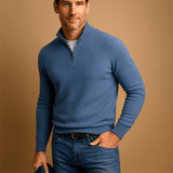 Men's Half Zip Jumper | Ribbed Funnel Neck