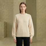 Women's Balloon-Sleeve Knit Sweater | Textured & Relaxed Fit