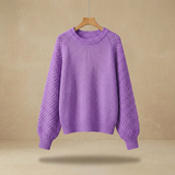 Women's Balloon-Sleeve Knit Sweater | Textured & Relaxed Fit