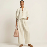 Women's Puff Sleeve Trouser Set | Zip Front Design 7