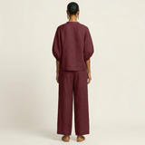 Women's Puff Sleeve Trouser Set | Zip Front Design 12