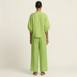 Women's Puff Sleeve Trouser Set | Zip Front Design 4