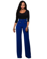 Women's Wide Leg Trousers | High Waist & Button Detail