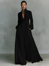 Women's Maxi Dress | High Collar & Long Sleeves