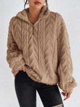 Women's Fluffy Zip Sweater | Hooded & Cozy Warm