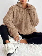 Women's Fluffy Zip Sweater | Hooded & Cozy Warm