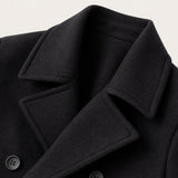 Men’s Warm Winter  Double Breasted Wool Peacoat – Black