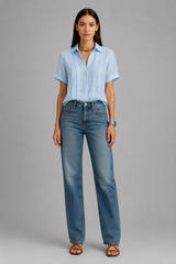 Women Blouse | V-Neck Pleated & Relaxed Fit