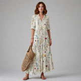 Women's Midi Dress | Boho V-Neck Tiered Design