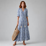 Women's Midi Dress | Boho V-Neck Tiered Design