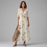 Women's Midi Dress | Boho V-Neck Tiered Design