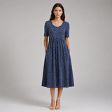 Women's Midi Dress | Floral Pleated Design with Pockets