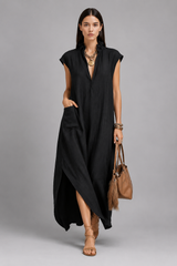 Women Midi Dress | Ruffled Collar & Asymmetrical