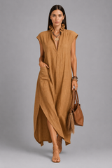 Women Midi Dress | Ruffled Collar & Asymmetrical