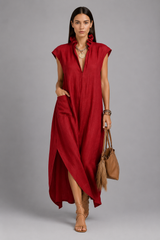 Women Midi Dress | Ruffled Collar & Asymmetrical