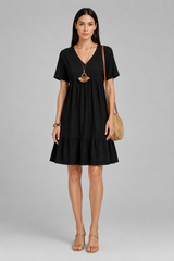 Women Mini Dress | Relaxed Fit & Tiered Elegance