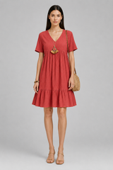 Women Mini Dress | Relaxed Fit & Tiered Elegance