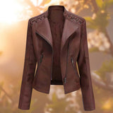 Women's Moto Biker Jacket | Zip-Up & Stand Collar 3