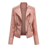 Women's Moto Biker Jacket | Zip-Up & Stand Collar 7