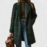 Women's Plaid Longline Coat | Notch Lapel & Warm Layering 1