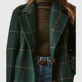 Women's Plaid Longline Coat | Notch Lapel & Warm Layering 2