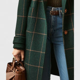 Women's Plaid Longline Coat | Notch Lapel & Warm Layering 3