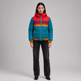 Women's Puffer Jacket | Retro Stripe & Hooded