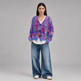 Women's Sweater | Floral Embroidered & Button-Front