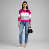 Women's Sweater | Leopard Print & Colour Block