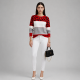 Women's Sweater | Leopard Print & Colour Block